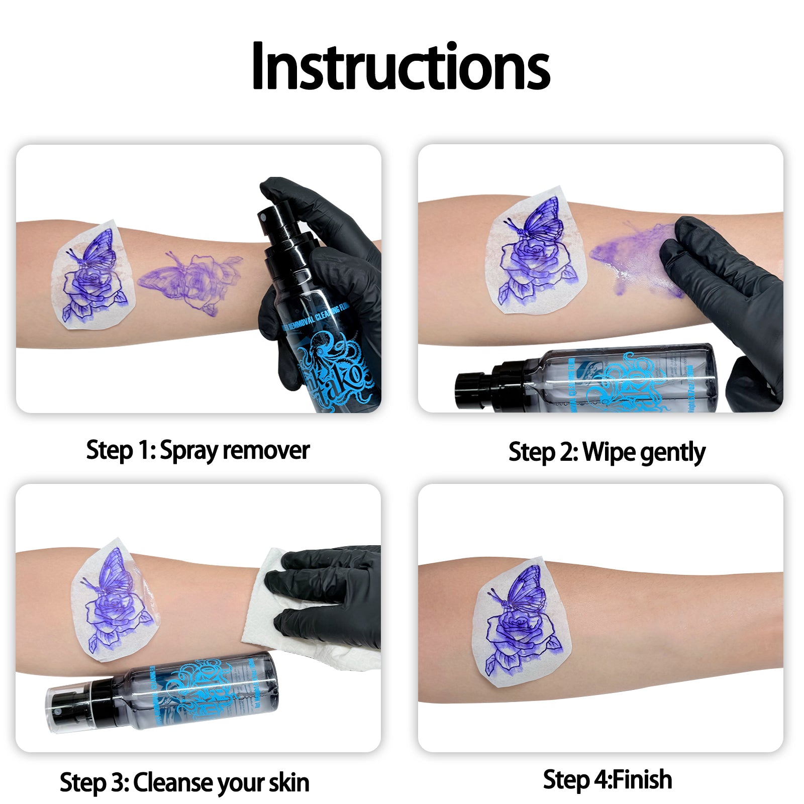 INKTAKO Tattoo Stencil Removal spray，Easily remove tattoo stencils，150ML Tattoo Removal Spray