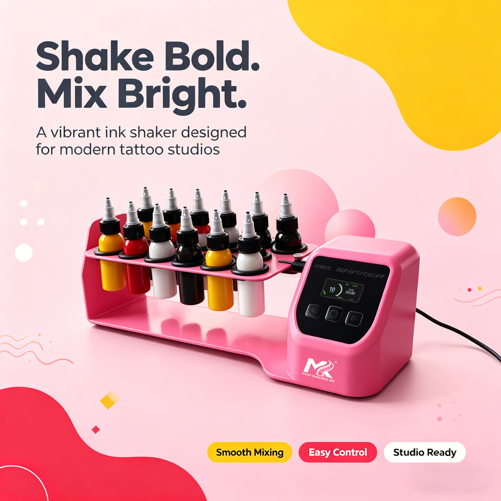 INKTAKO Tattoo Ink Shaker, 17-Slot Large Capacity Tattoo Ink Mixer Machine, Adjustable Speed & Timer, Even Pigment Mixing for 1 oz Ink Bottles, Professional Tattoo Studio Supply