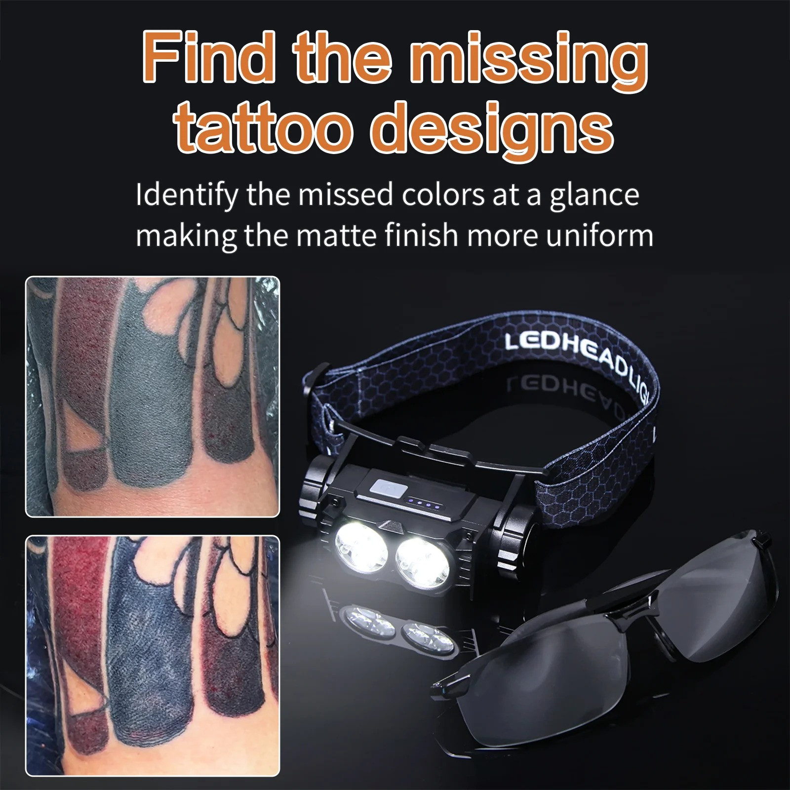 MK Anti-glare tattoo headlamp