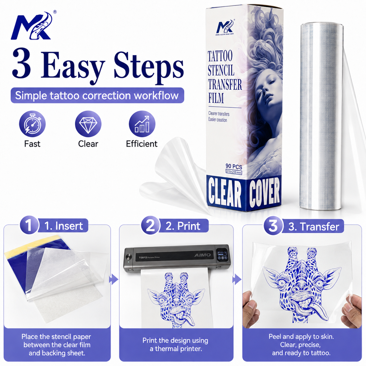 Transparent tattoo transfer paper